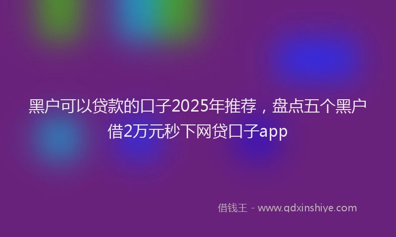 黑户可以贷款的口子2025年推荐，盘点五个黑户借2万元秒下网贷口子app