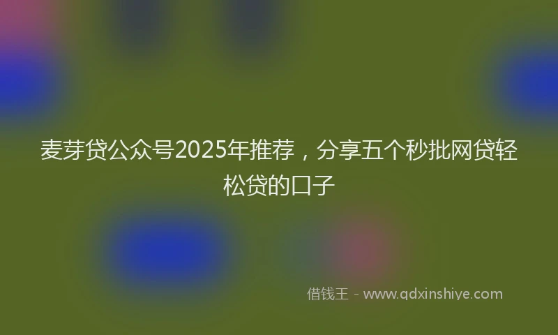 麦芽贷公众号2025年推荐，分享五个秒批网贷轻松贷的口子