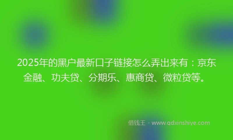 2025年的黑户最新口子链接怎么弄出来有：京东金融、功夫贷、分期乐、惠商贷、微粒贷等。