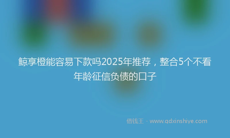鲸享橙能容易下款吗2025年推荐，整合5个不看年龄征信负债的口子