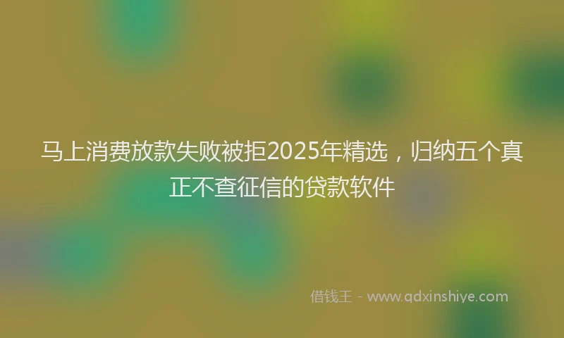 马上消费放款失败被拒2025年精选，归纳五个真正不查征信的贷款软件