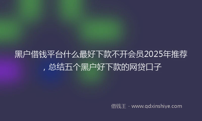 黑户借钱平台什么最好下款不开会员2025年推荐，总结五个黑户好下款的网贷口子