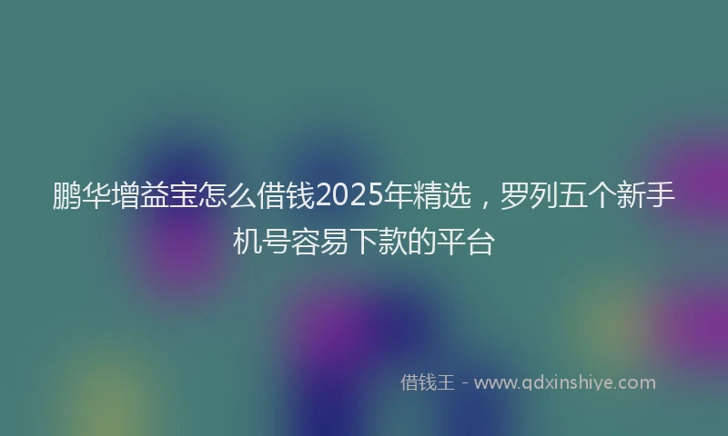 鹏华增益宝怎么借钱2025年精选，罗列五个新手机号容易下款的平台
