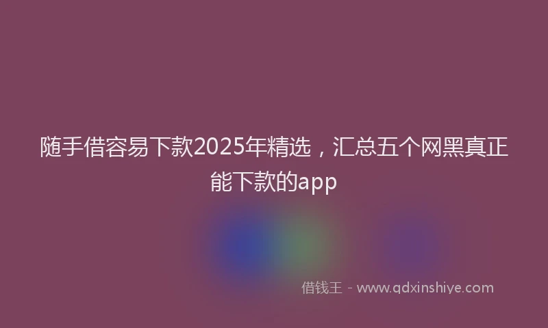随手借容易下款2025年精选，汇总五个网黑真正能下款的app