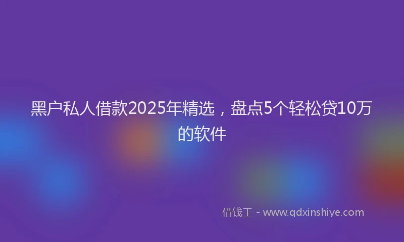 黑户私人借款2025年精选，盘点5个轻松贷10万的软件