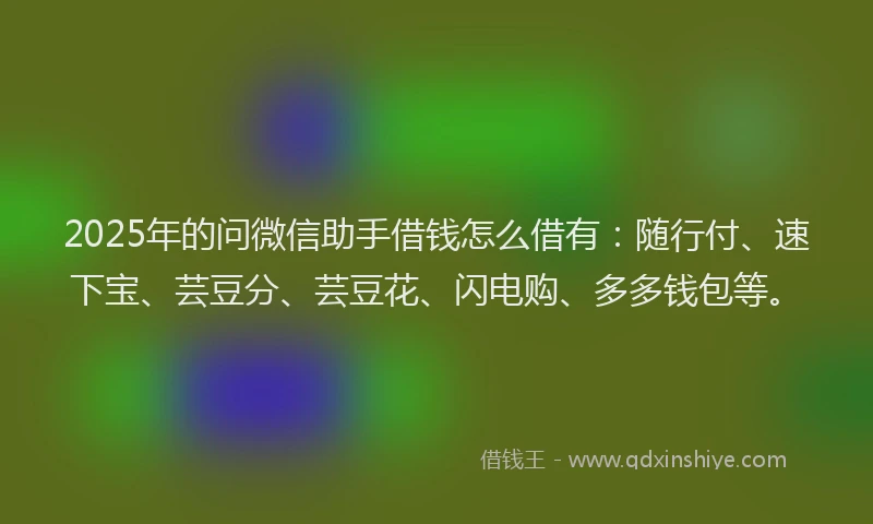 2025年的问微信助手借钱怎么借有：随行付、速下宝、芸豆分、芸豆花、闪电购、多多钱包等。