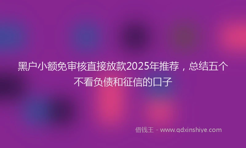 黑户小额免审核直接放款2025年推荐，总结五个不看负债和征信的口子