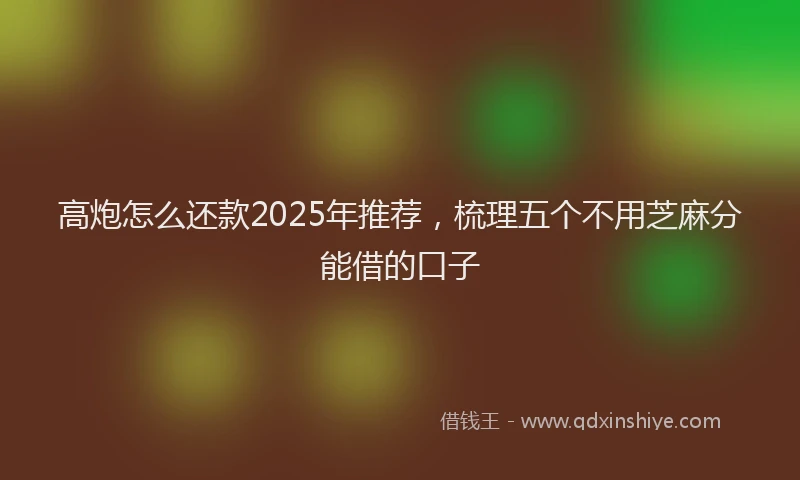 高炮怎么还款2025年推荐，梳理五个不用芝麻分能借的口子
