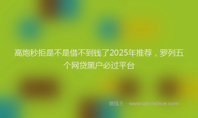 高炮秒拒是不是借不到钱了2025年推荐，罗列五个网贷黑户必过平台