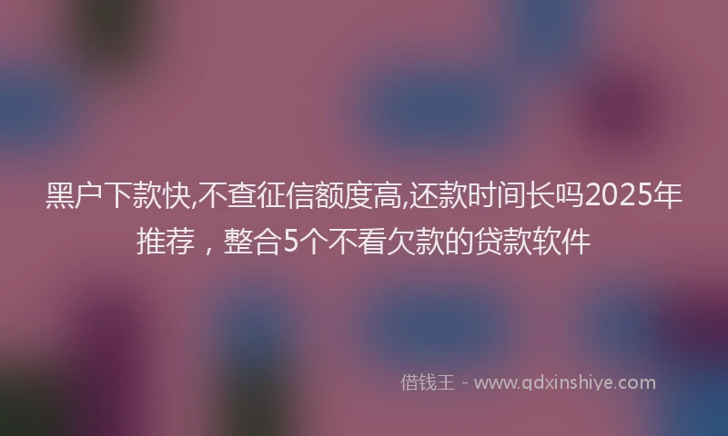 黑户下款快,不查征信额度高,还款时间长吗2025年推荐，整合5个不看欠款的贷款软件