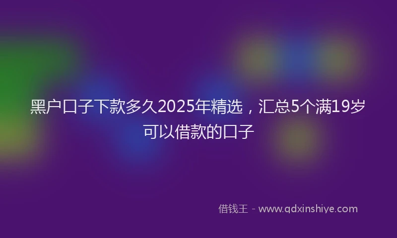黑户口子下款多久2025年精选，汇总5个满19岁可以借款的口子