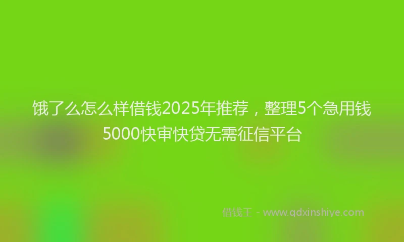 饿了么怎么样借钱2025年推荐，整理5个急用钱5000快审快贷无需征信平台
