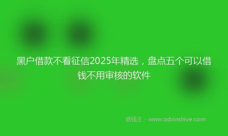 黑户借款不看征信2025年精选，盘点五个可以借钱不用审核的软件