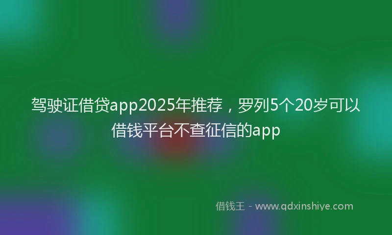 驾驶证借贷app2025年推荐，罗列5个20岁可以借钱平台不查征信的app
