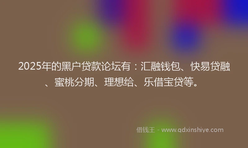 2025年的黑户贷款论坛有：汇融钱包、快易贷融、蜜桃分期、理想给、乐借宝贷等。