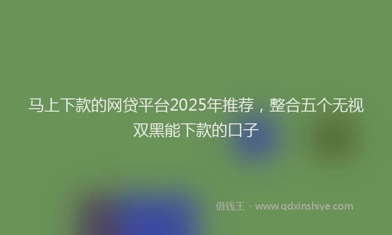 马上下款的网贷平台2025年推荐，整合五个无视双黑能下款的口子