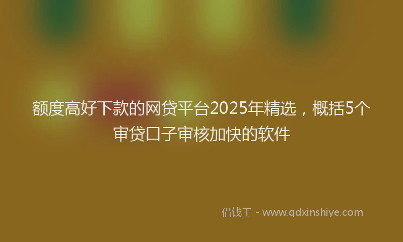 额度高好下款的网贷平台2025年精选，概括5个审贷口子审核加快的软件