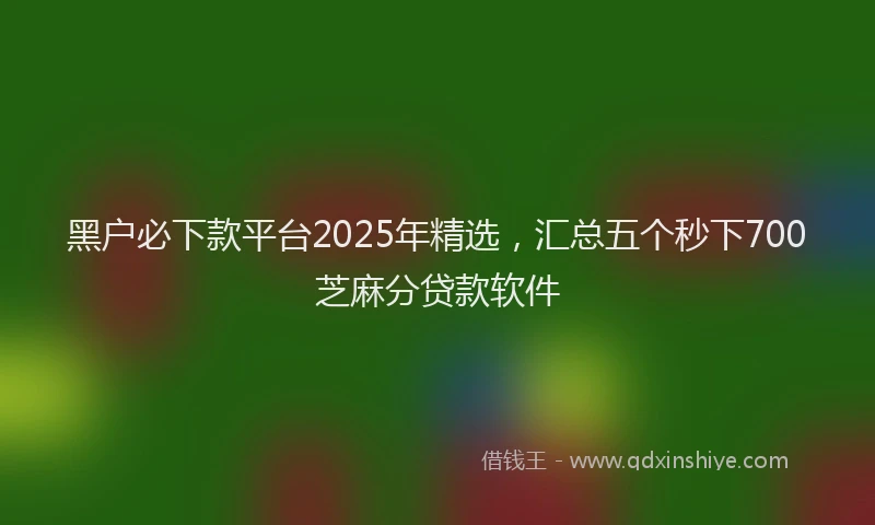 黑户必下款平台2025年精选，汇总五个秒下700芝麻分贷款软件