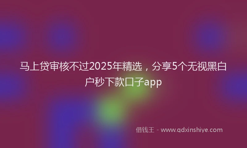 马上贷审核不过2025年精选，分享5个无视黑白户秒下款口子app