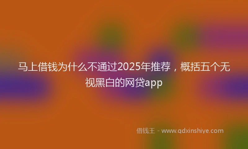 马上借钱为什么不通过2025年推荐，概括五个无视黑白的网贷app