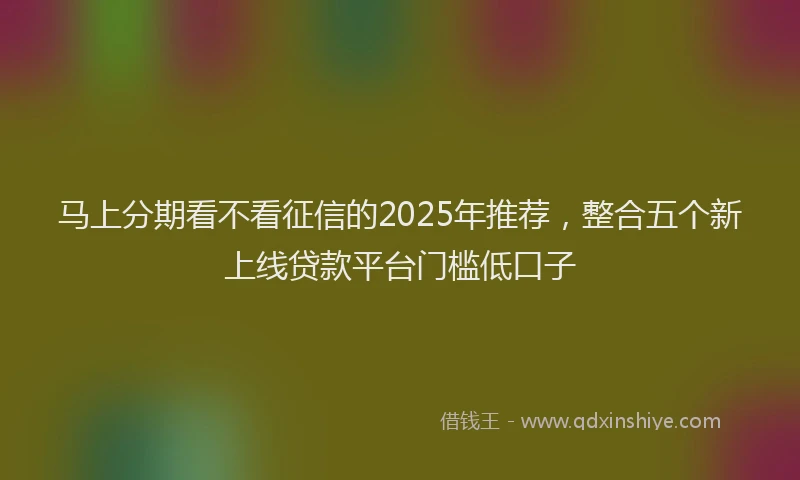 马上分期看不看征信的2025年推荐，整合五个新上线贷款平台门槛低口子