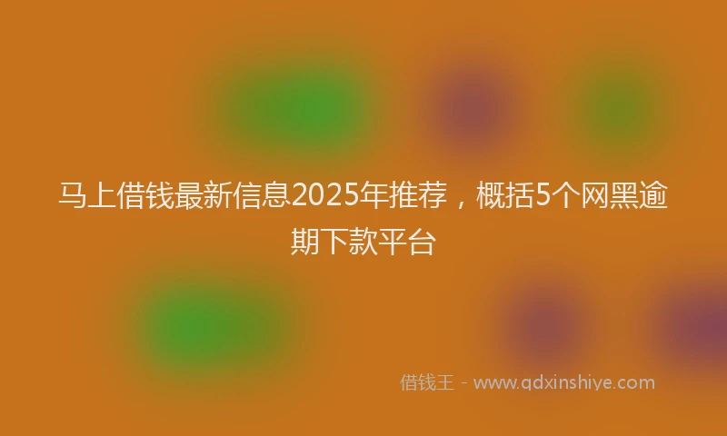 马上借钱最新信息2025年推荐，概括5个网黑逾期下款平台