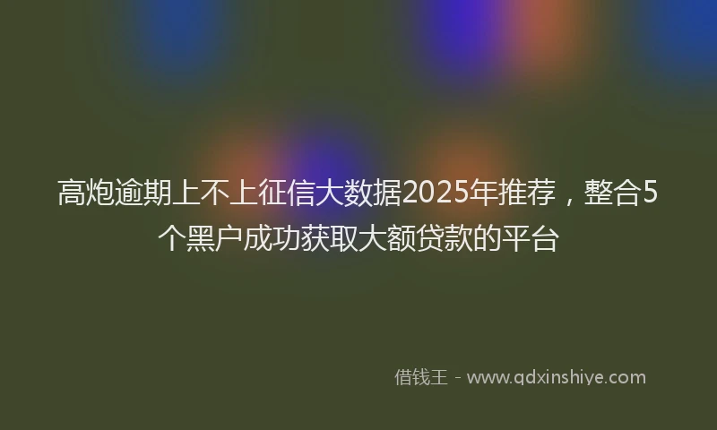 高炮逾期上不上征信大数据2025年推荐，整合5个黑户成功获取大额贷款的平台