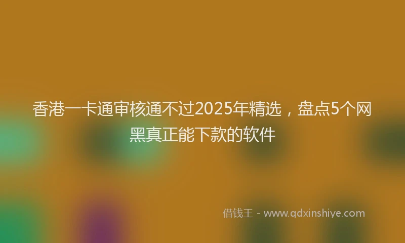 香港一卡通审核通不过2025年精选，盘点5个网黑真正能下款的软件