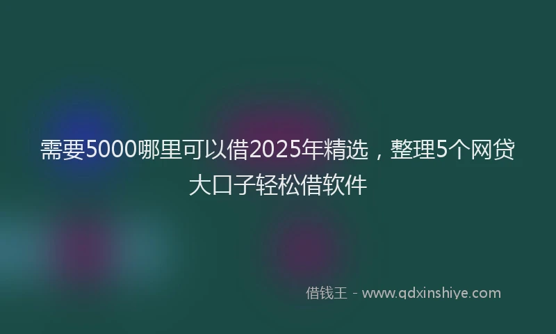 需要5000哪里可以借2025年精选，整理5个网贷大口子轻松借软件