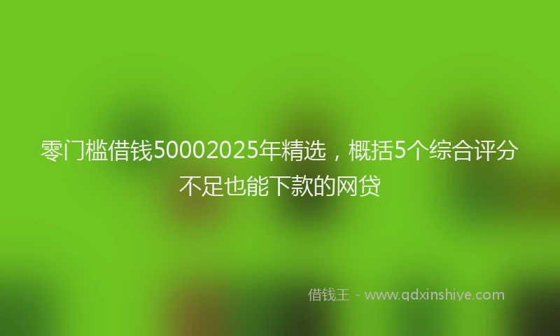 零门槛借钱50002025年精选，概括5个综合评分不足也能下款的网贷