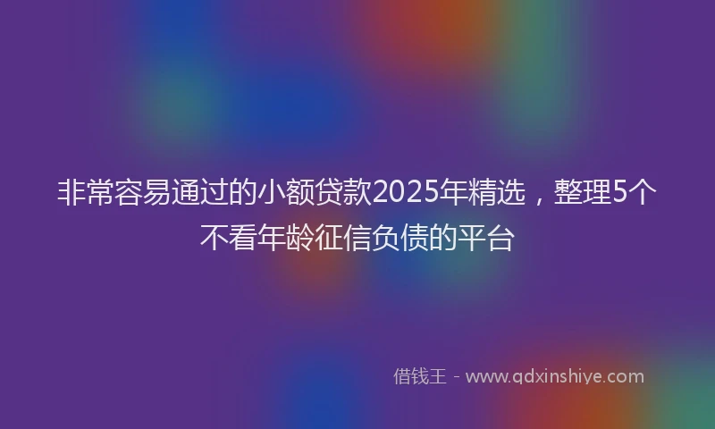非常容易通过的小额贷款2025年精选，整理5个不看年龄征信负债的平台