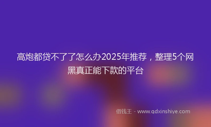 高炮都贷不了了怎么办2025年推荐，整理5个网黑真正能下款的平台