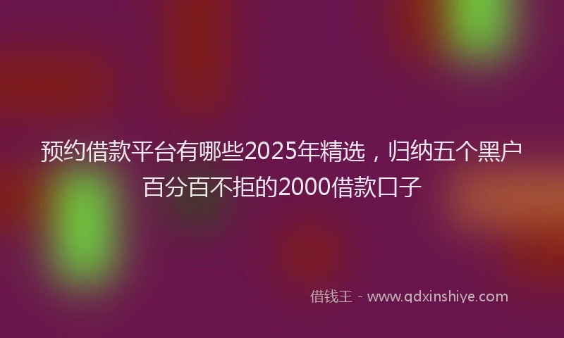 预约借款平台有哪些2025年精选，归纳五个黑户百分百不拒的2000借款口子