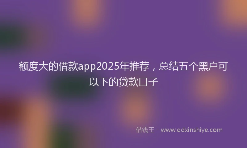 额度大的借款app2025年推荐，总结五个黑户可以下的贷款口子