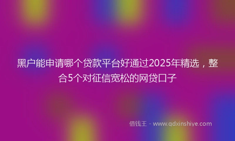 黑户能申请哪个贷款平台好通过2025年精选，整合5个对征信宽松的网贷口子