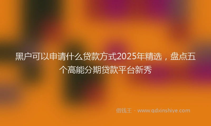 黑户可以申请什么贷款方式2025年精选，盘点五个高能分期贷款平台新秀