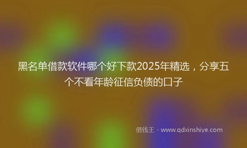 黑名单借款软件哪个好下款2025年精选，分享五个不看年龄征信负债的口子