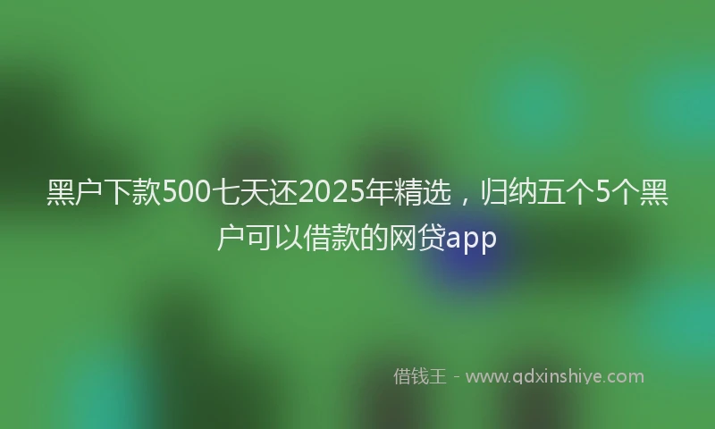 黑户下款500七天还2025年精选，归纳五个5个黑户可以借款的网贷app