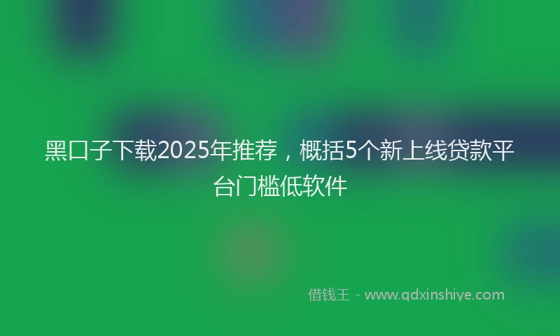 黑口子下载2025年推荐，概括5个新上线贷款平台门槛低软件