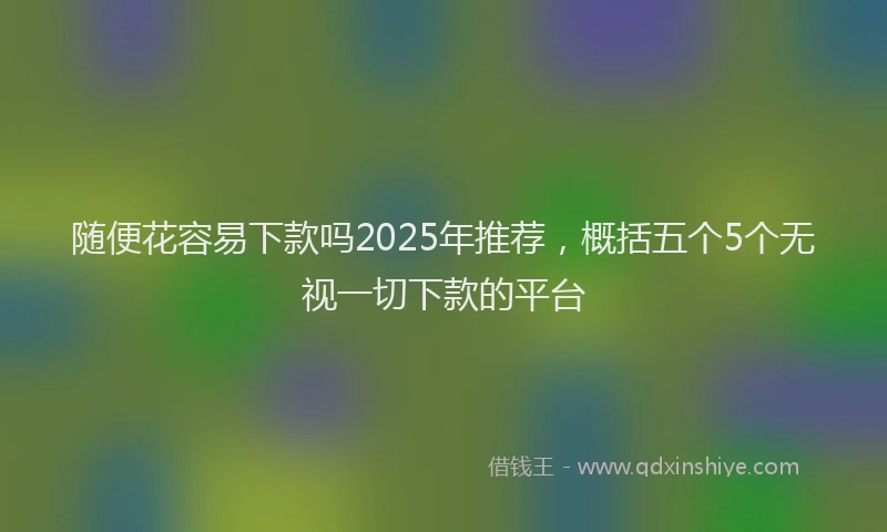 随便花容易下款吗2025年推荐，概括五个5个无视一切下款的平台