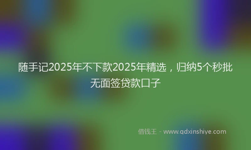 随手记2025年不下款2025年精选，归纳5个秒批无面签贷款口子