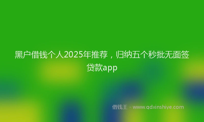 黑户借钱个人2025年推荐，归纳五个秒批无面签贷款app