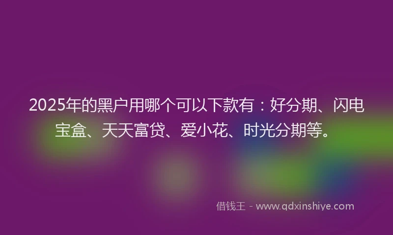 2025年的黑户用哪个可以下款有：好分期、闪电宝盒、天天富贷、爱小花、时光分期等。
