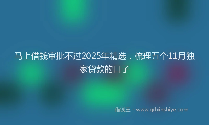 马上借钱审批不过2025年精选，梳理五个11月独家贷款的口子