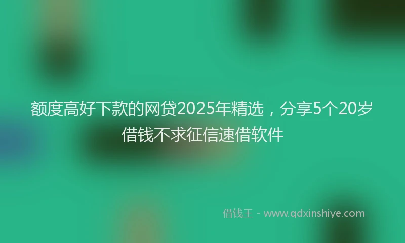 额度高好下款的网贷2025年精选，分享5个20岁借钱不求征信速借软件