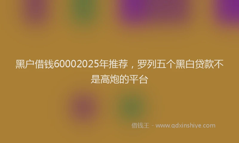 黑户借钱60002025年推荐，罗列五个黑白贷款不是高炮的平台