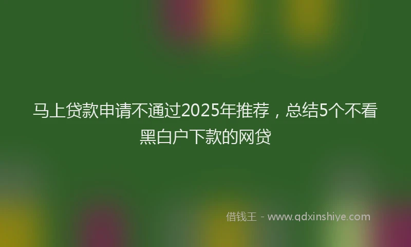 马上贷款申请不通过2025年推荐，总结5个不看黑白户下款的网贷