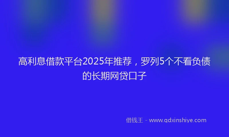 高利息借款平台2025年推荐，罗列5个不看负债的长期网贷口子