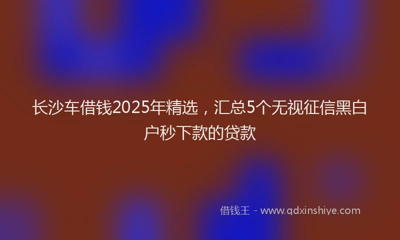 长沙车借钱2025年精选，汇总5个无视征信黑白户秒下款的贷款