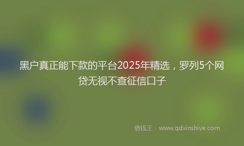 黑户真正能下款的平台2025年精选，罗列5个网贷无视不查征信口子